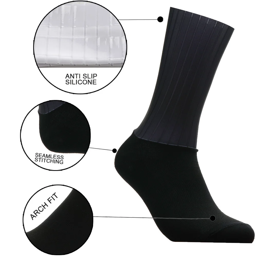 Radsport Pro Socken Team Aero gestreifte rutsch feste nahtlose Silikon Laufsport Rennrad Socken