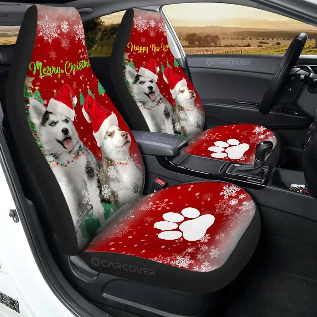 

Alaskan Malamutes Car Seat Covers Custom Dog Car Accessories Christmas 2021,Pack of 2 Universal Front Seat Protective Cover