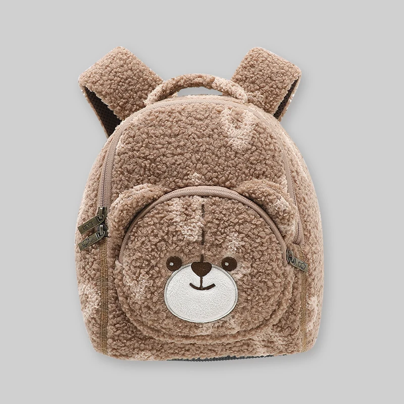 LABI BABY Children Backpacks Cartoon Bear Plush Bag Zoo Animals Cute Bags for Girls Boys Toddler  Coin Purse Small Backpack Gift