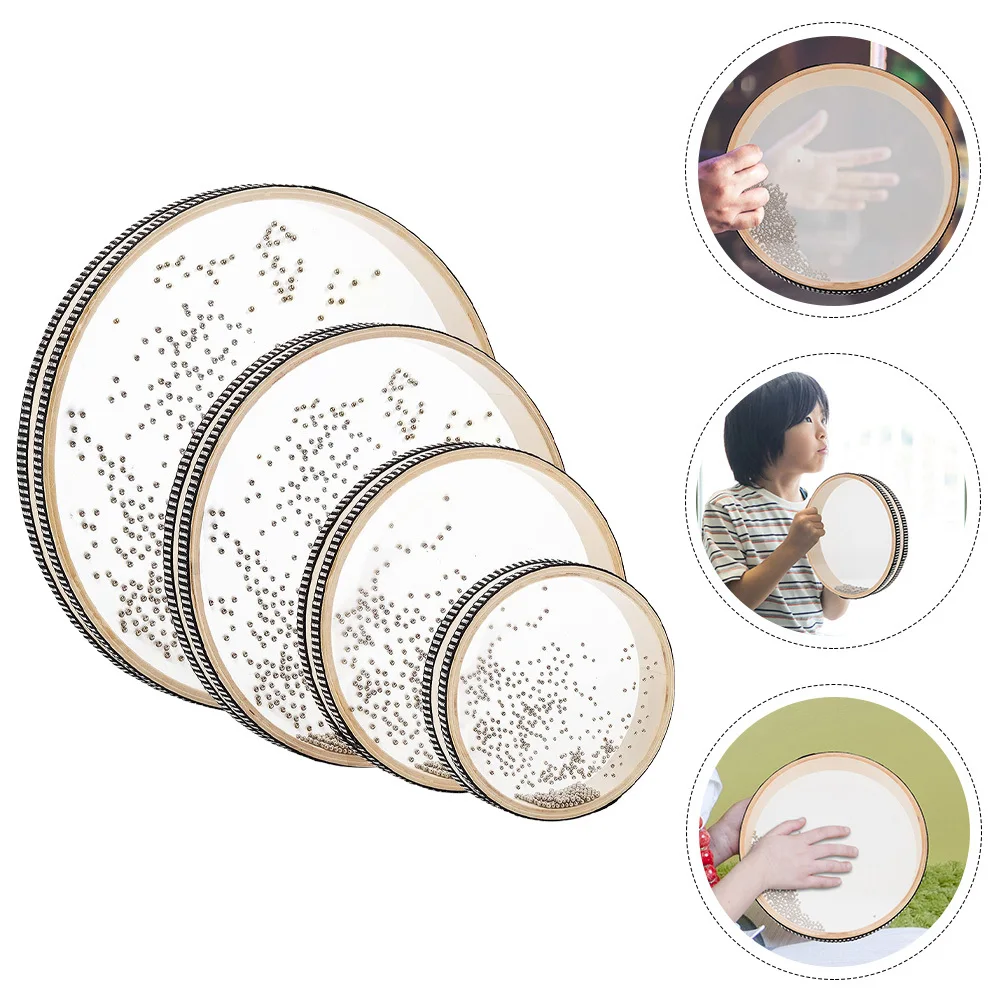 

4Pcs Children Wave Bead Drum Musical Percussion Instrument Clear Sound Iron Sand Inner Parent Child Interactive