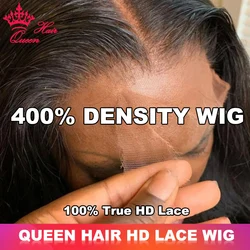 Queen Hair 400% High Density Wig Real HD Lace Raw Human Hair 13x4 13x6 FULL Frontal 6x6 7x7 Closure HD Lace Wig Straight