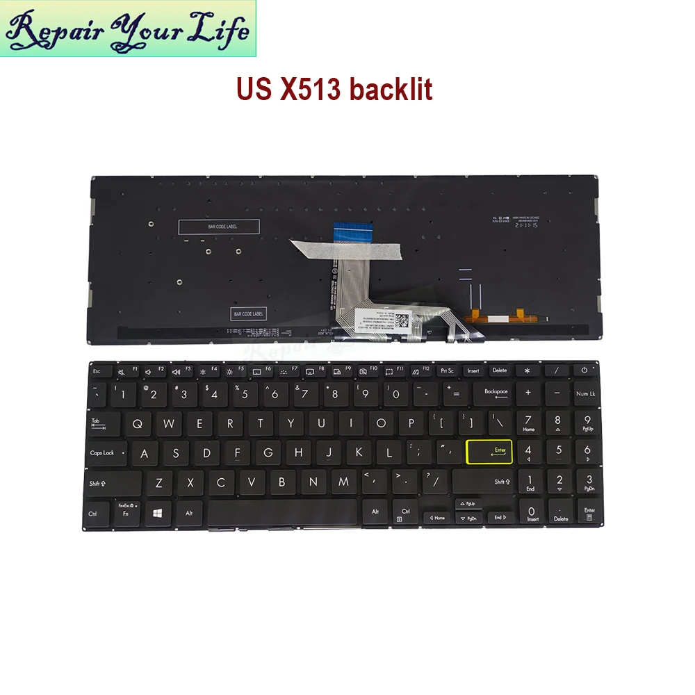 Laptop Backlit US English Hebrew Keyboard For ASUS VivoBook X513 M513 K513 X513EA X513EP X513EQ X513IA M513UA M513IA F124US00