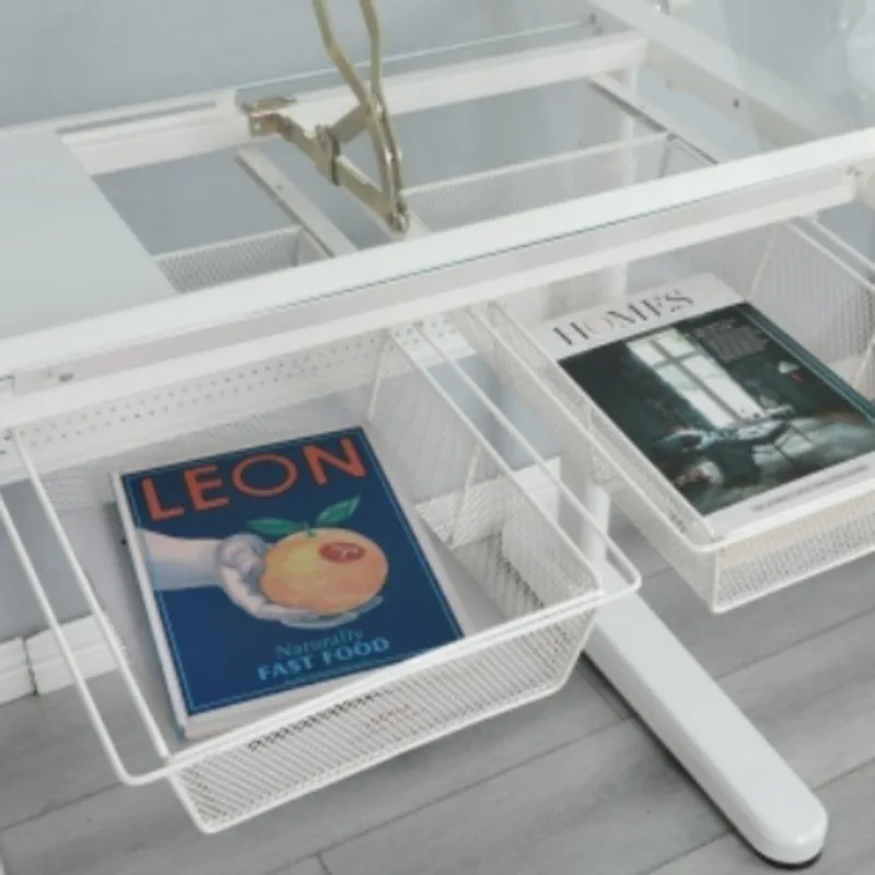 Hand Crank Adjustable Drafting Table Drawing Desk 2 Metal Drawers Extremely Convenient Height Adjustment System Tabletop Tilted