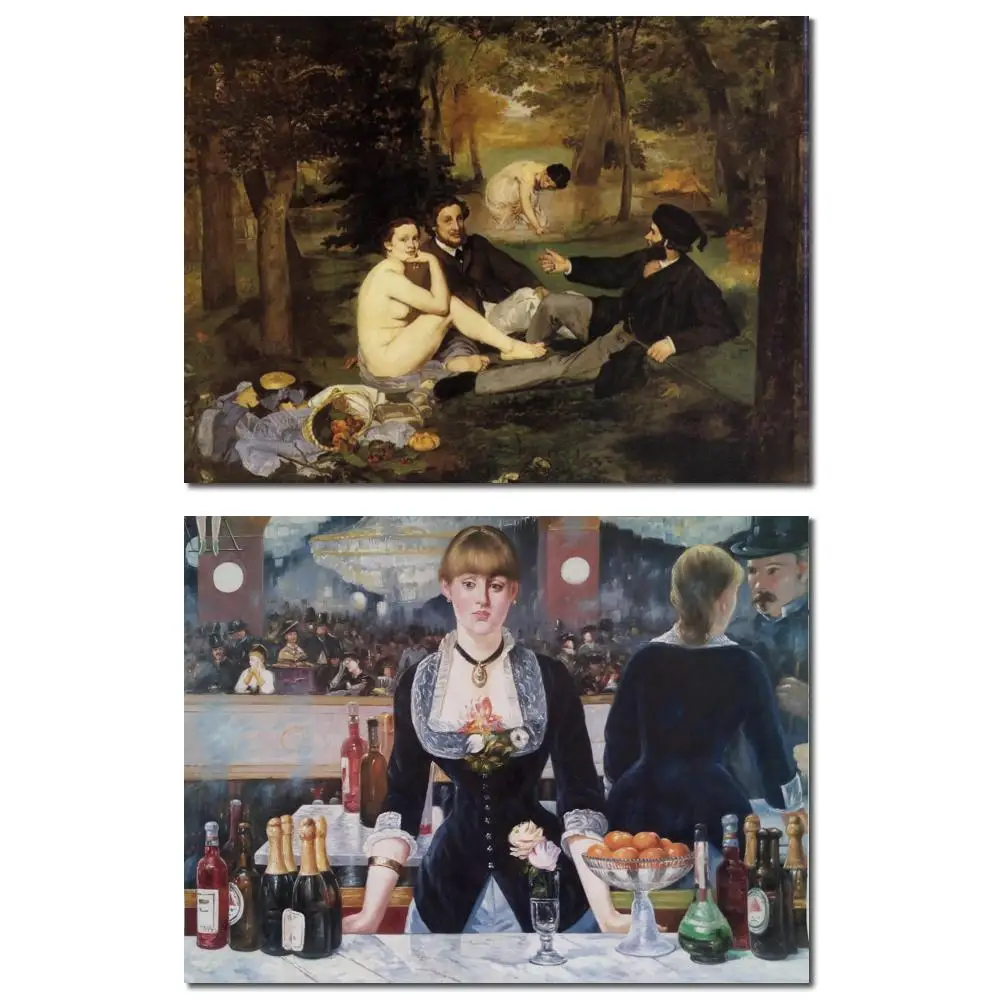 Handgemaltes Gemälde in Ölen Edouard Manet Deracaer Sur Herbe Leinwandbild Reproduktionsfigur für Büro-Wanddekoration