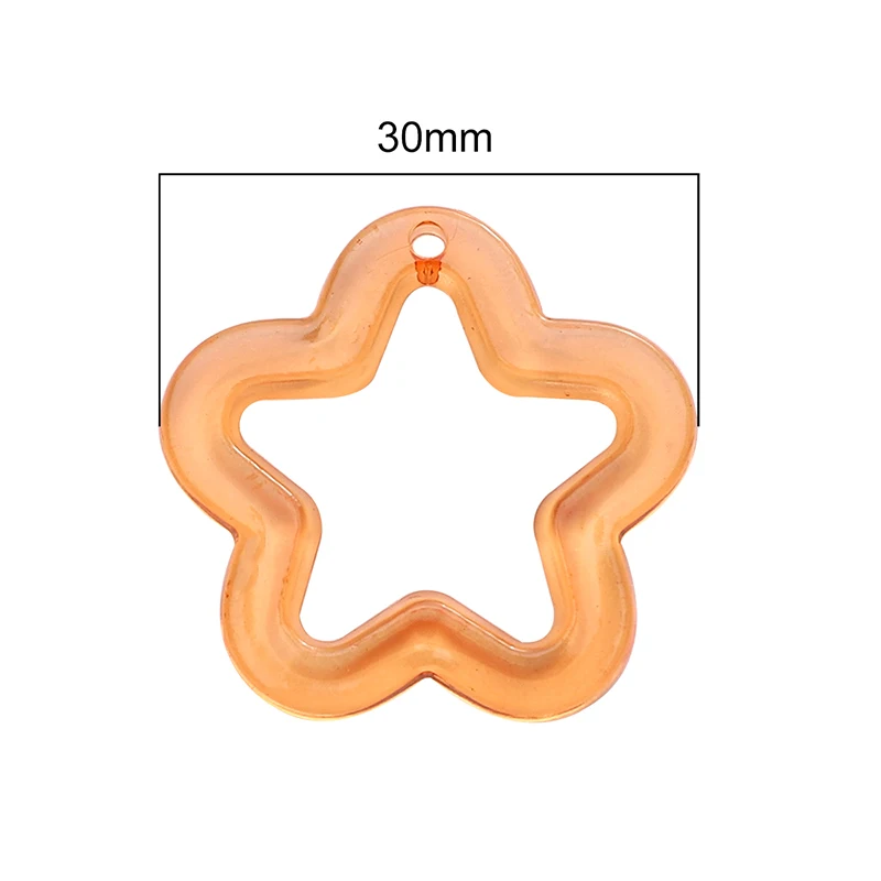 20pcs 30mm Multi Color Transparent Pentagram Beads Bracelets Spacer Acrylic Hollow Star Beads Charms for Jewelry Making Findings