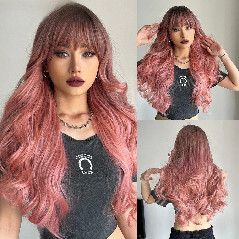

Wig female long hair fashion new long curly hair natural full head cover micro curl wig cover