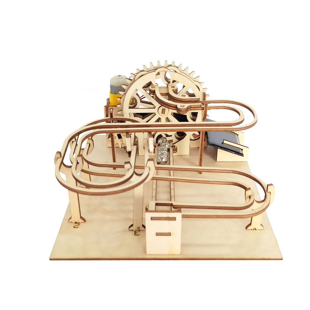 Wooden Puzzle Marble Run Gear Engineering Transmission Building Kit DIY Assemble Model Steam Educational Toys Gift for Child