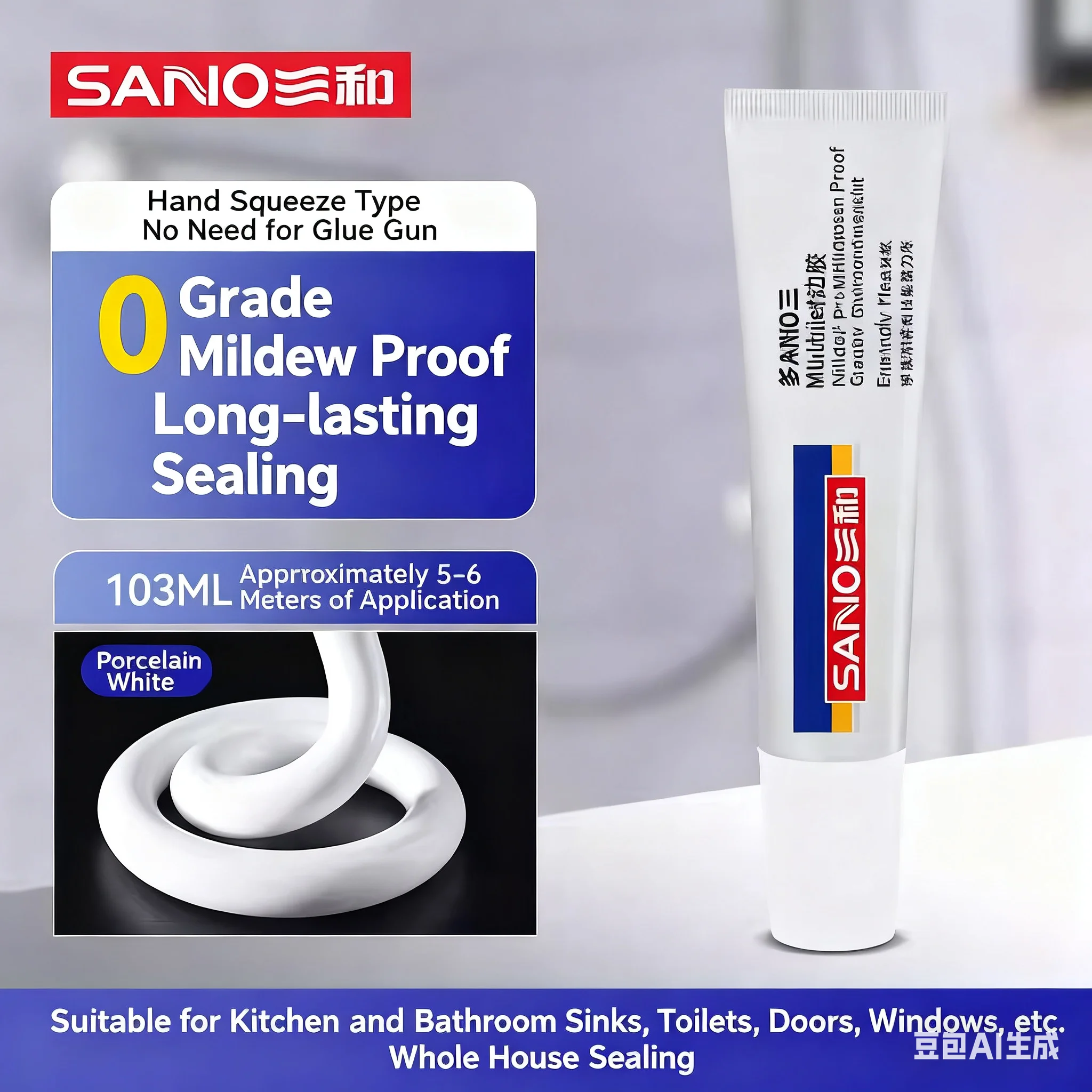 Sink Sealer Waterproof Mold-Resistant Glass Glue for Faucet Leaks Strong Adhesive for Bathroom Sinks And Kitchen Basins