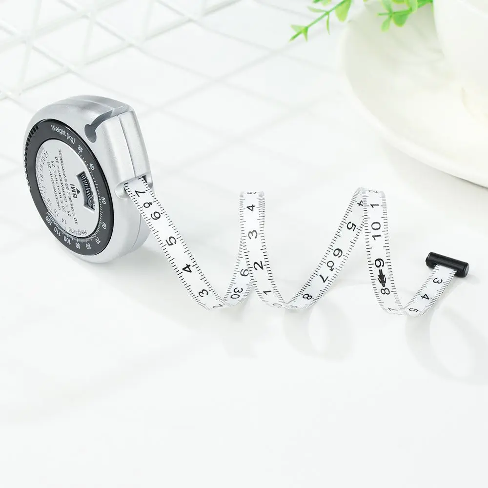 Push-Button Retract Calculator Fitness BMI 150cm Body Mass Measure Ruler Measuring Tape
