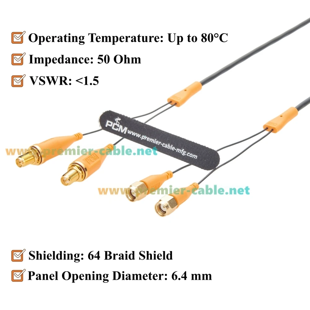 2-in-1 RP-SMA Stecker auf Buchse RF-Koaxialkabel für Panelmontage, 50 Ohm, 2x2 MIMO Antennenverlängerungskabel für GPS, SDR, WLAN-Router, 4G – Detail 4