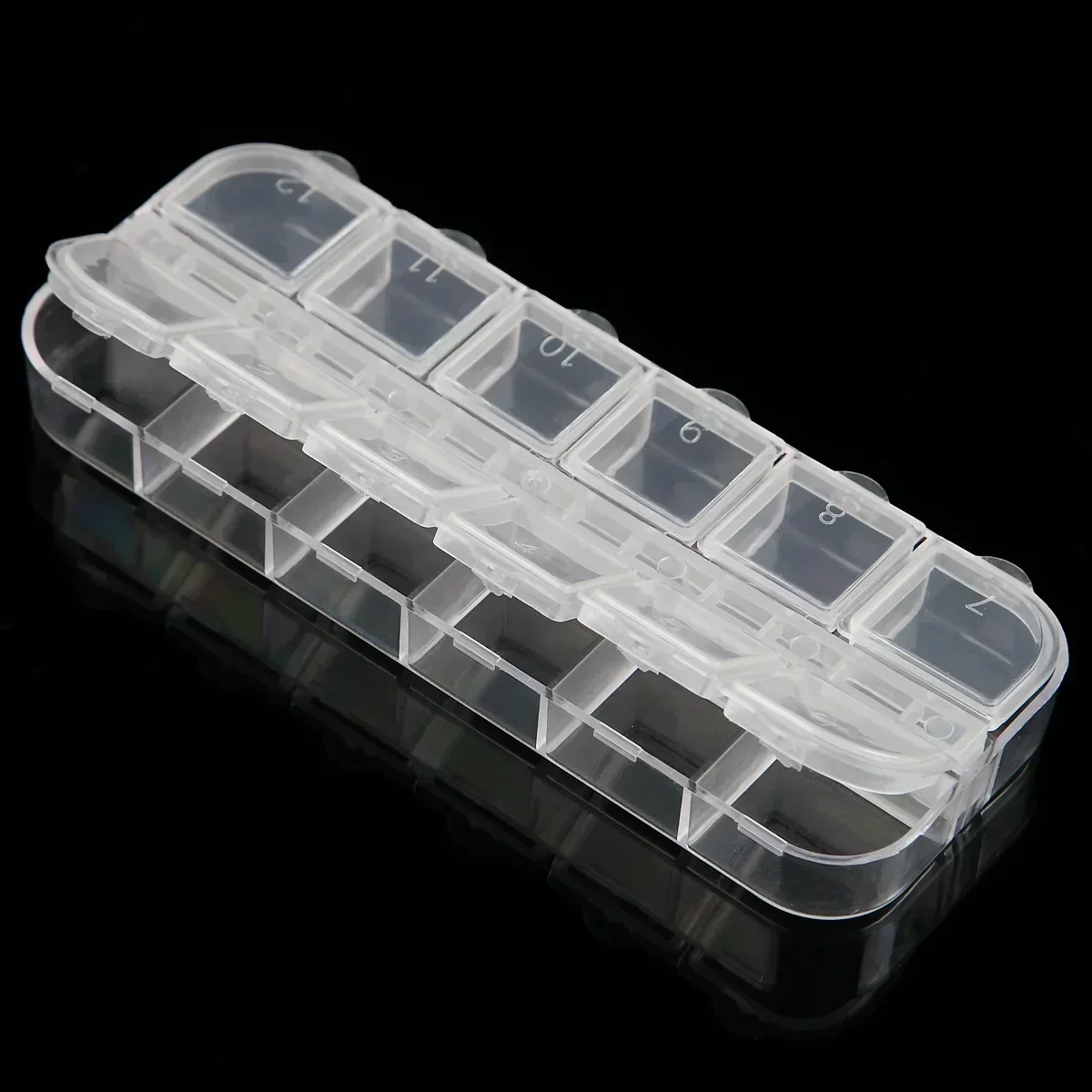 2pcs 6/12 Grids Acrylic Nail Storage Box Rhinestones Nail Jewelry Container Nails Organizer Empty Case Manicure Powder Beads Gem