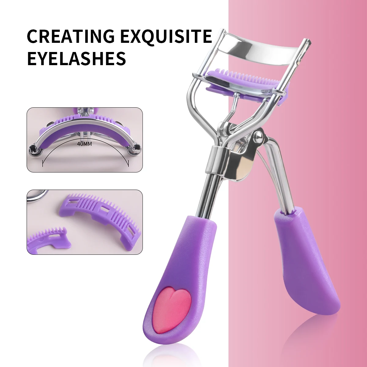 Draagbare Beginner Curling Langdurige Styling Riem Met Haar Kam Siliconen Handvat Wimperkruller Praktische Wimperkruller Breed