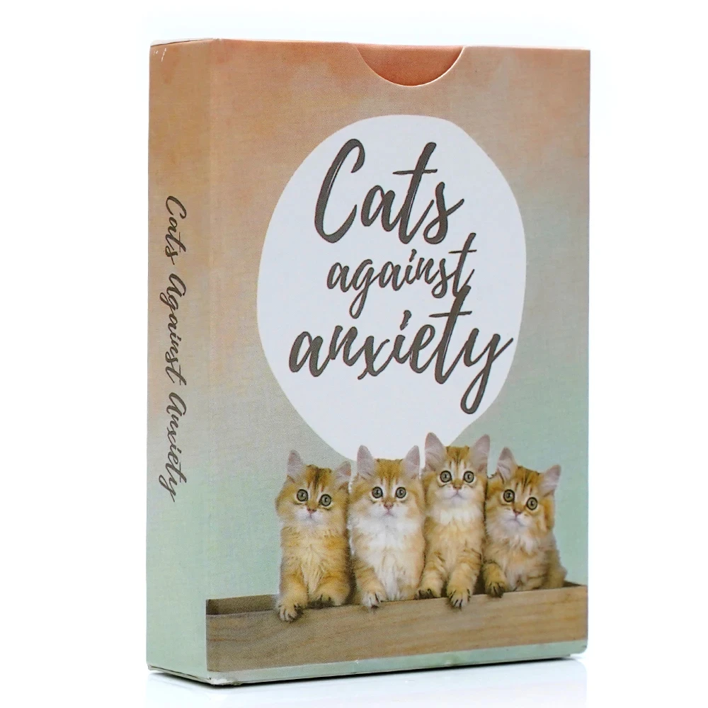 Karty Przeciwko Lękowi dla Kotów - 50 Kart na Wyznanie Siebie i Redukcję Stresu, Afirmacje na Emocje Lękowe 9*6,5cm