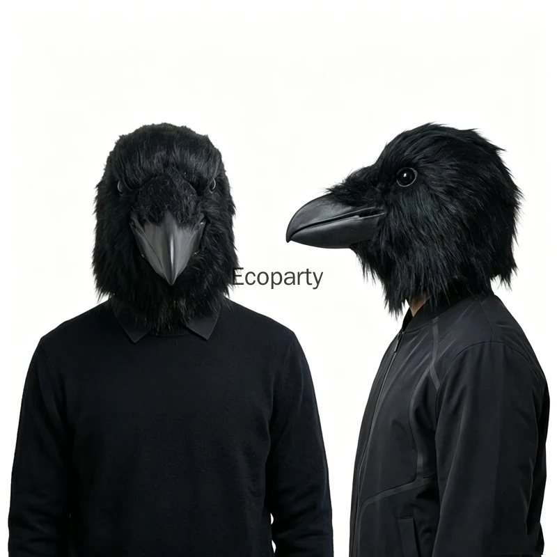 

Adult Funny Bird Mask Black Latex Cosplay Crow Masks Horror Beak Prop Men Women Halloween Masquerade Animal Costume Accessories