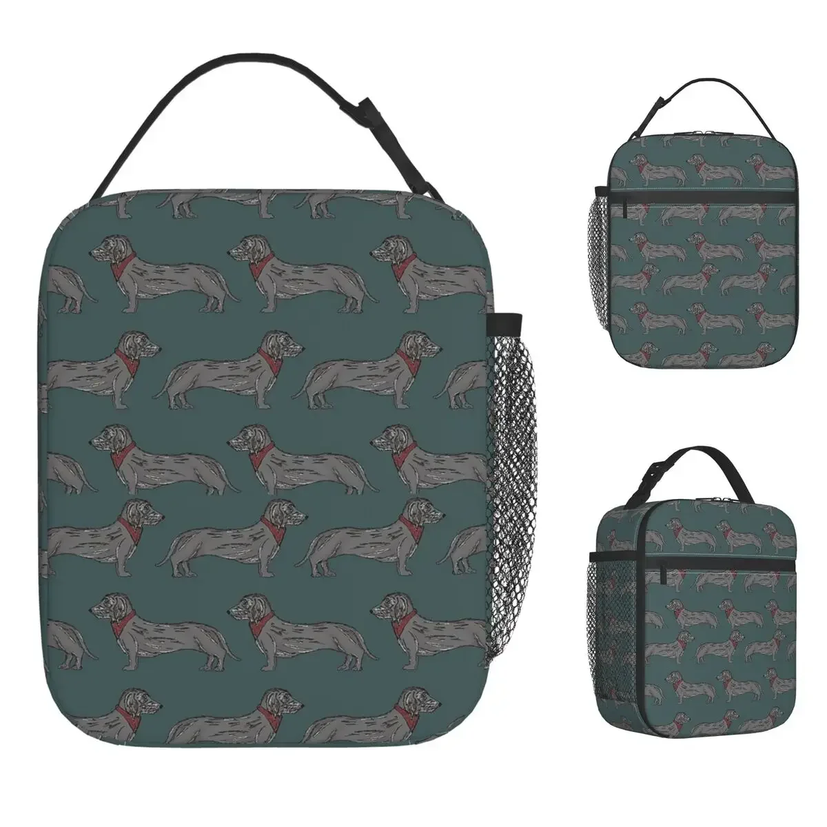 Wire Dachshund Insulated Lunch Bag Wiener Doxie Dog Lover Reusable Thermal Bag Lunch Box Tote College Travel Bento Pouch