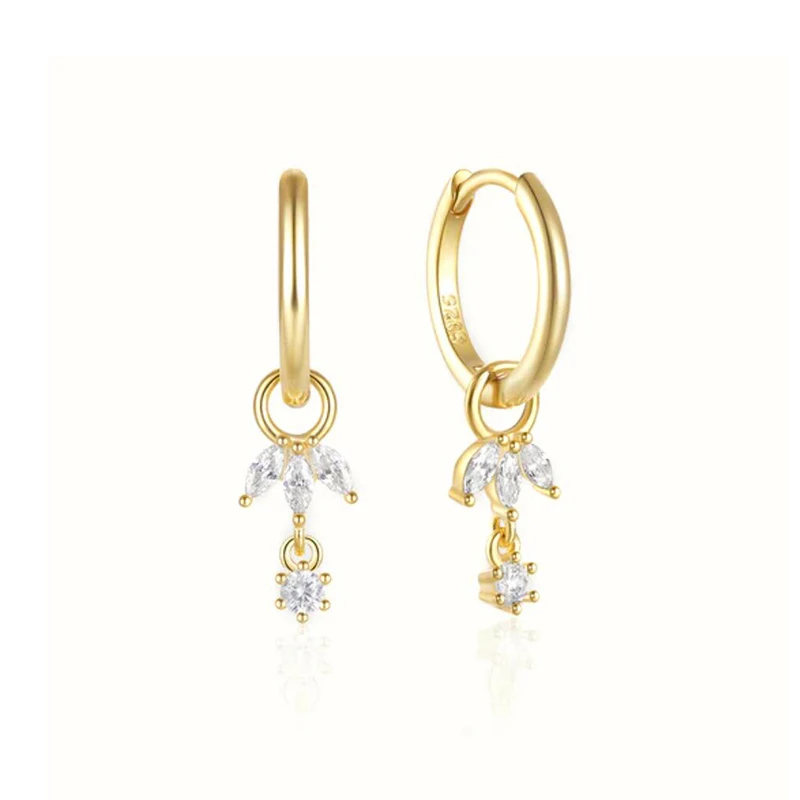 925 Sterling Silver Ear Needle Crystal Zircon Tassel Pendant Hoop Earrings Retro Small Fragrance Style High Jewelry Women Gifts