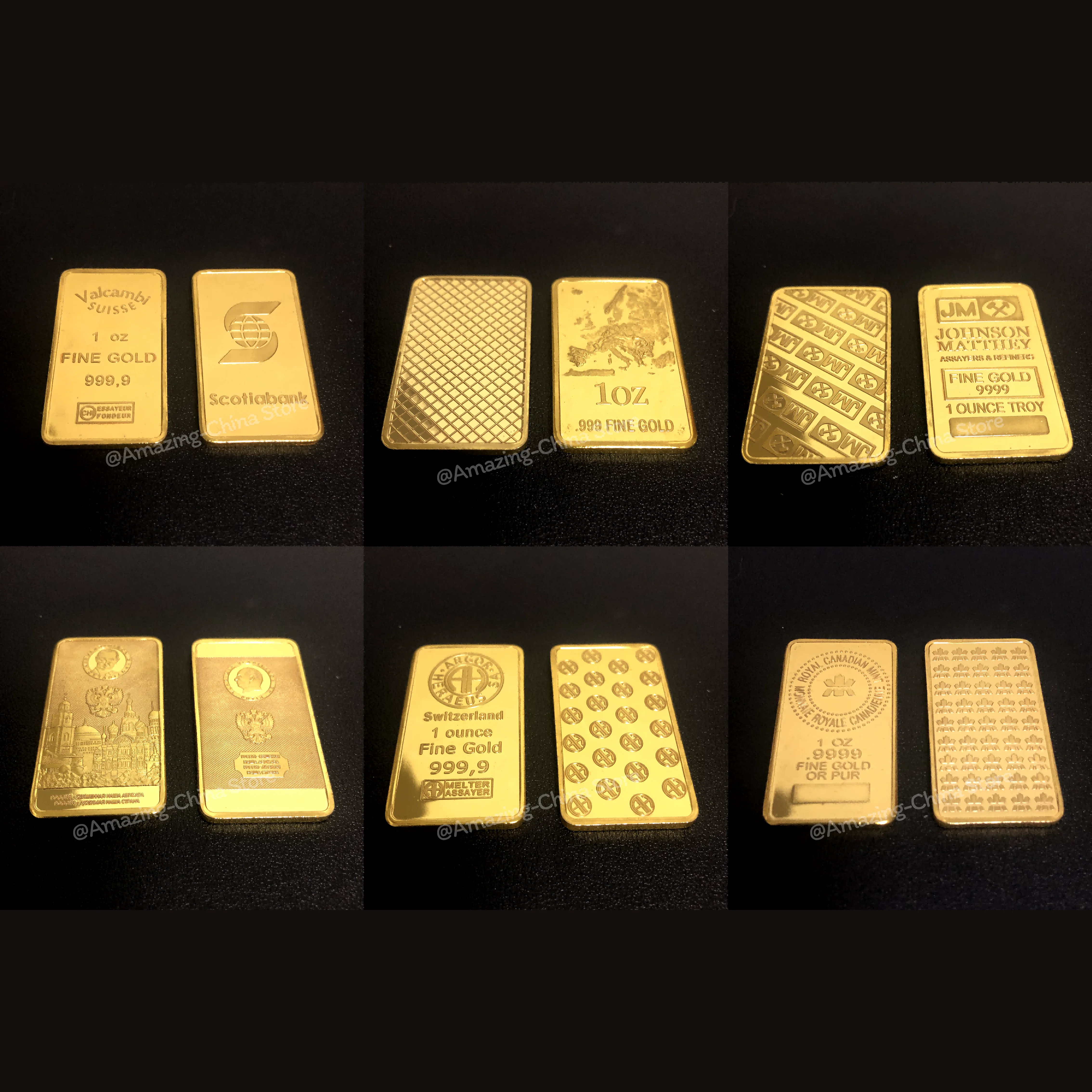 Various From The United States Switzerland Germany Europe 1 Oz Gold Bar Bullion Gold Plated Crafts Collection Gift