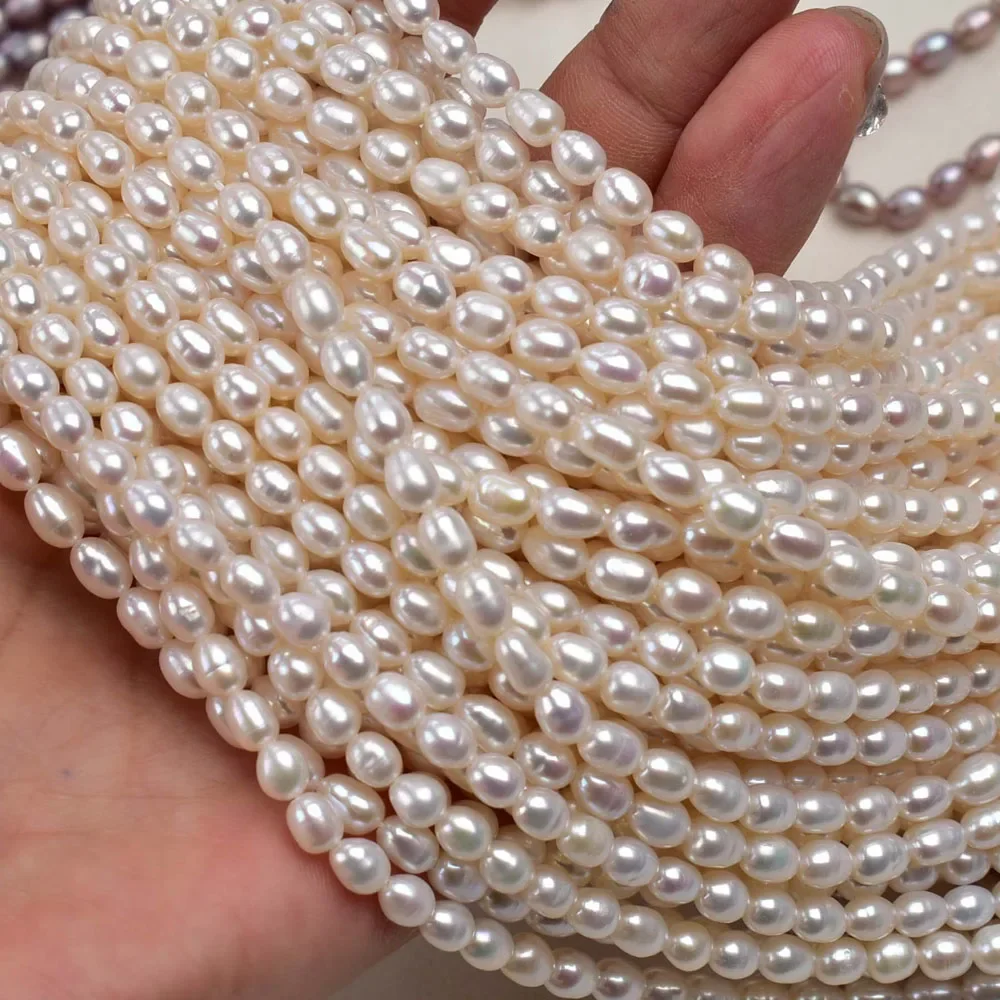 4-5mm Factory Wholesale Natural Freshwater Pearl White Purple Rice Bead for Jewely Make DIY Women Necklace Bracelet Accessories
