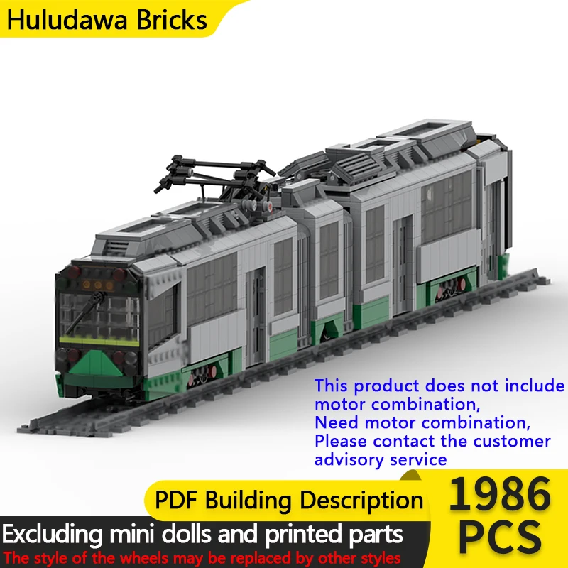 

City Car Model MOC Building Bricks Type 8 Train Green Line Tram Modular Technology Gifts Holiday Assemble Children Toys Suit
