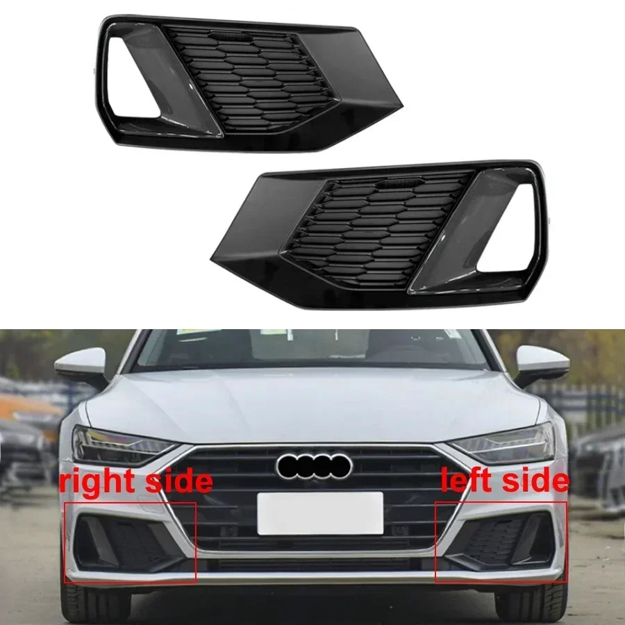 

For Audi A7 2019 2020 2021 2022 2023 Car Accessories Fog Light Cover Trims Auto Front Bumper Lower Grille Fogs Lamp Frame