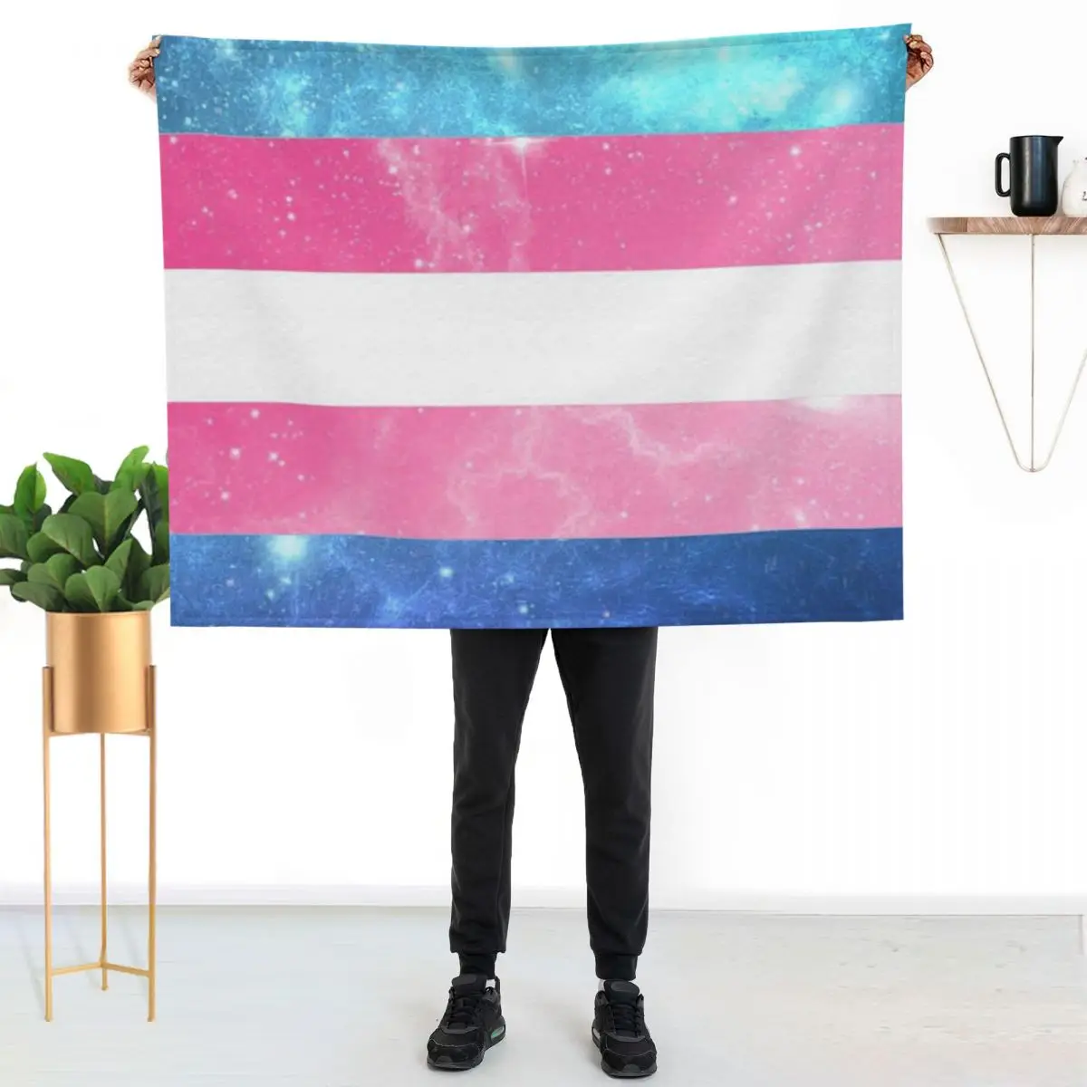 Trans Flag - LGBTQ Galaxy Throw Blanket Summer Blankets For Baby Designers Flannel manga Flannel Fabric Blankets