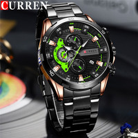 CURREN Man WristWatch Waterproof Chronograph Men Watch Military Top Brand Luxury Black Stainless Steel Sport Male Clock 8402