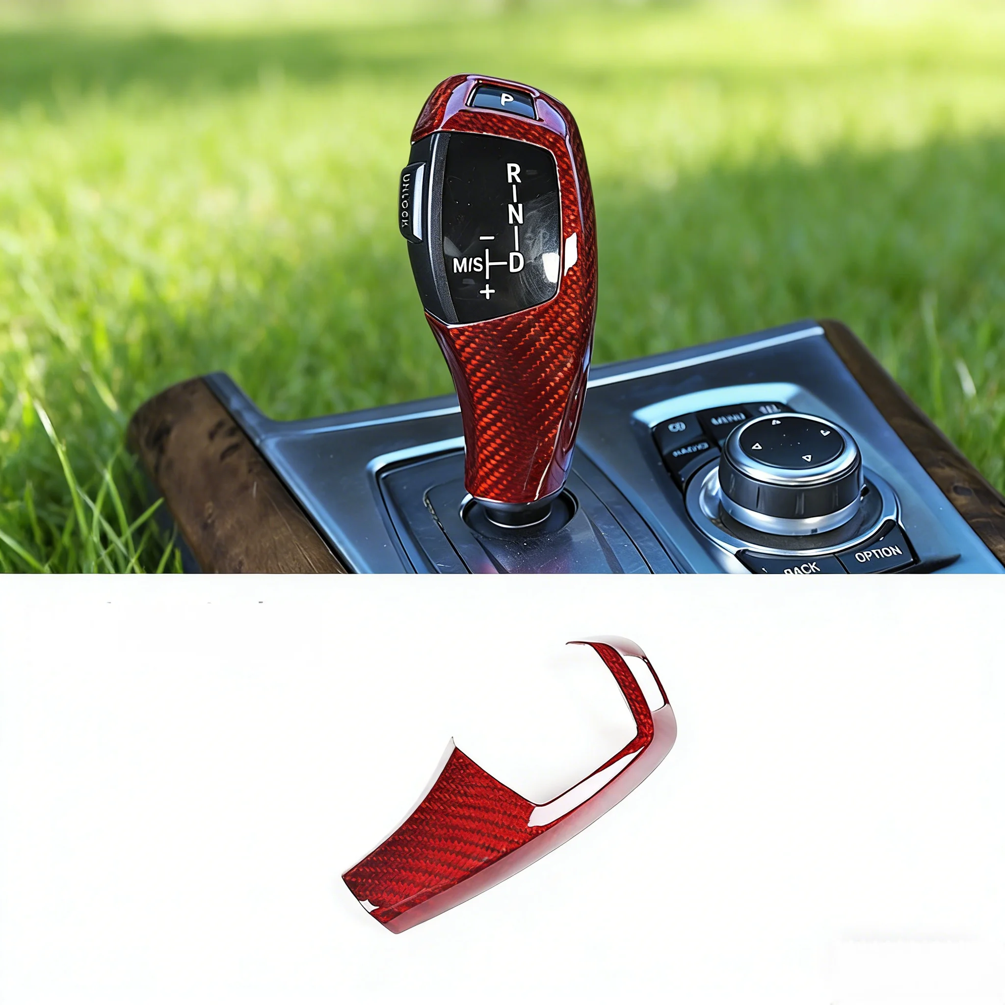 For BMW E60 E70 E71 2008-2013 5 Series X5 X6  Real Carbon Fiber Shift Gear Knob Head Cover Case Car Interior Accessories LHD