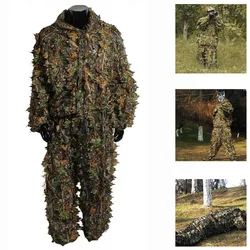 Odzież sportowa Outdoor Ghillie Suits Woodland Hunting Camouflage Suit Tactical Airsoft Sniper Birdwatch Jacket + Pants