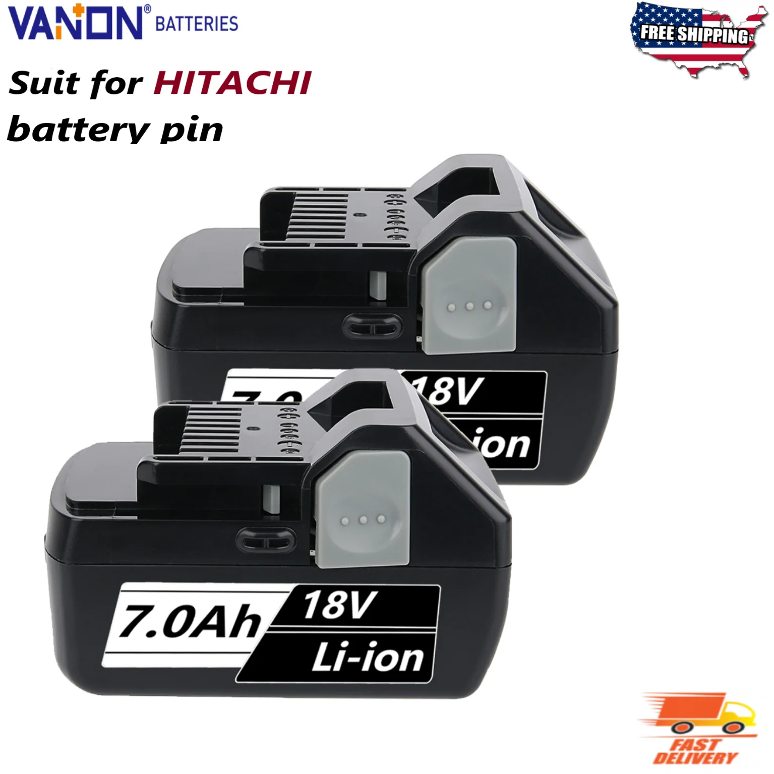 

VANON 2Pack 7.0Ah 18V Battery BSL1830 for Hitachi Battery pin Cordless Tools BSL1830 BSL1815X EB1814SL DS18DSAL 33055 330067 330
