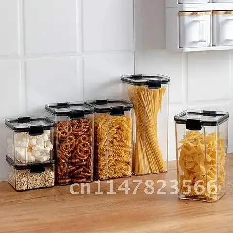 700/1300/1800ML Food Storage Container Plastic Kitchen Refrigerator Noodle Box Multigrain Storage Tank Transparent Sealed Cans