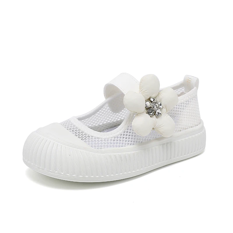 Kristal Bloem Anti-Slip Ademende Casual Meisjes Schoenen Kinderen Mesh Sneakers Maat 23-35