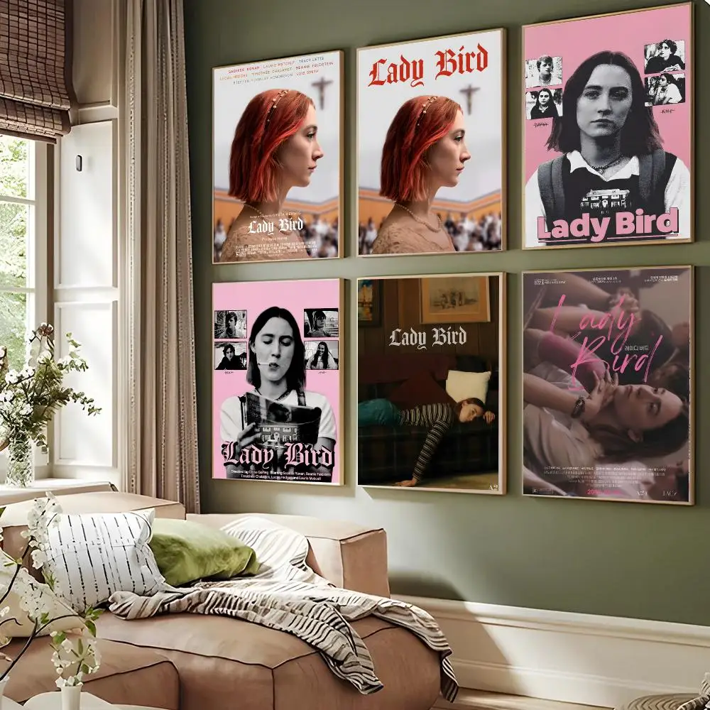 Classic Teenager Movie Lady Bird Poster Waterproof Sticky Wall Art Print For Bedroom Living Room Hallway Bar Home Decor