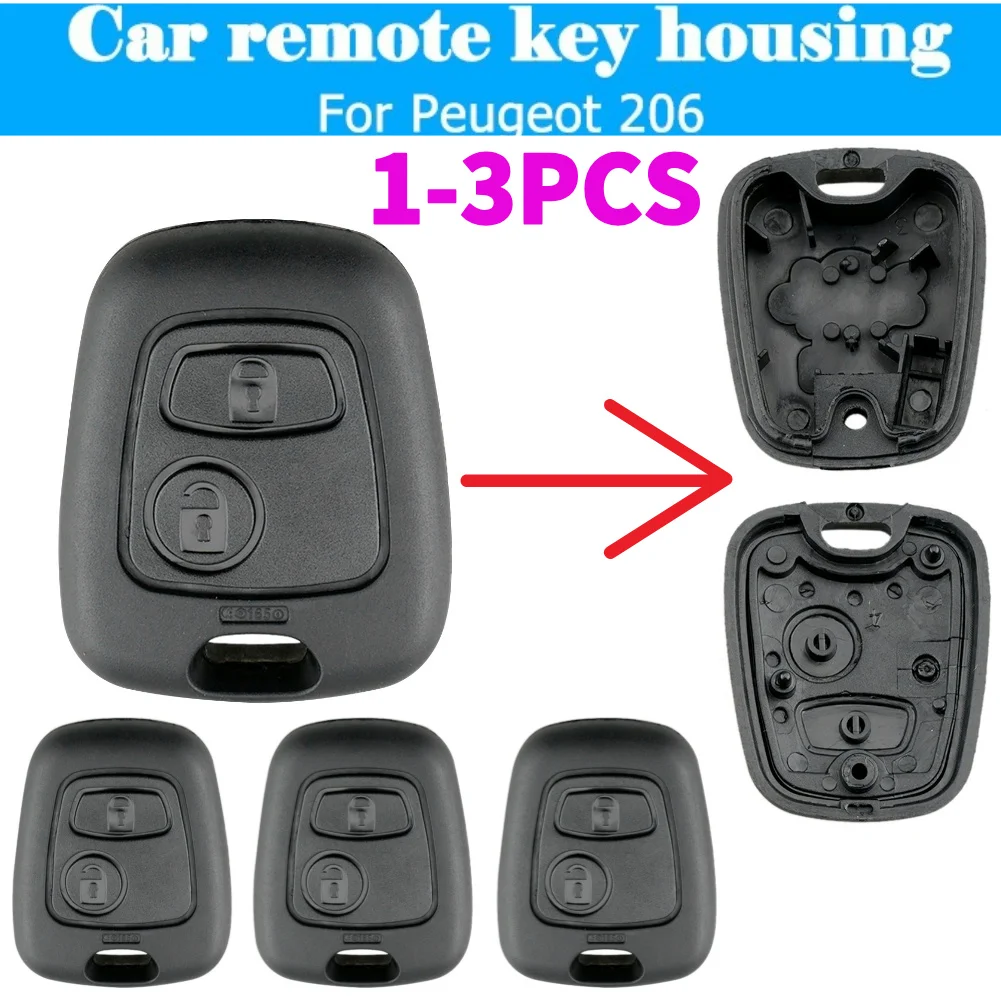 1-3Pcs Car Key Shell Key Box For Peugeot 206 C1 2 Button Replacement Remote Control Key Cover Anti-collision Car Alarm Key Box