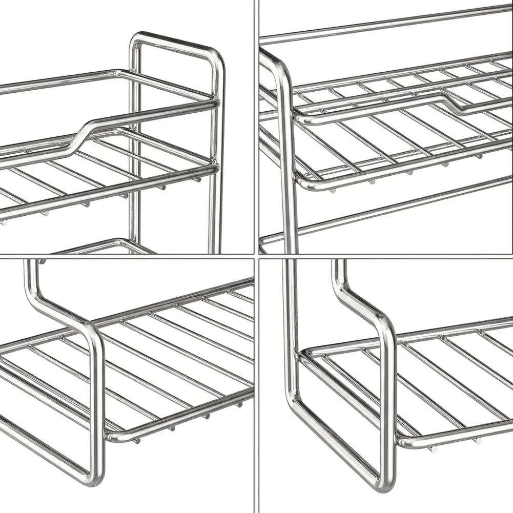 Stainless Steel 2-Tier Organizer for Bathroom Counter Toiletries Makeup and Kitchen For Essentials 28x13.5x20cm