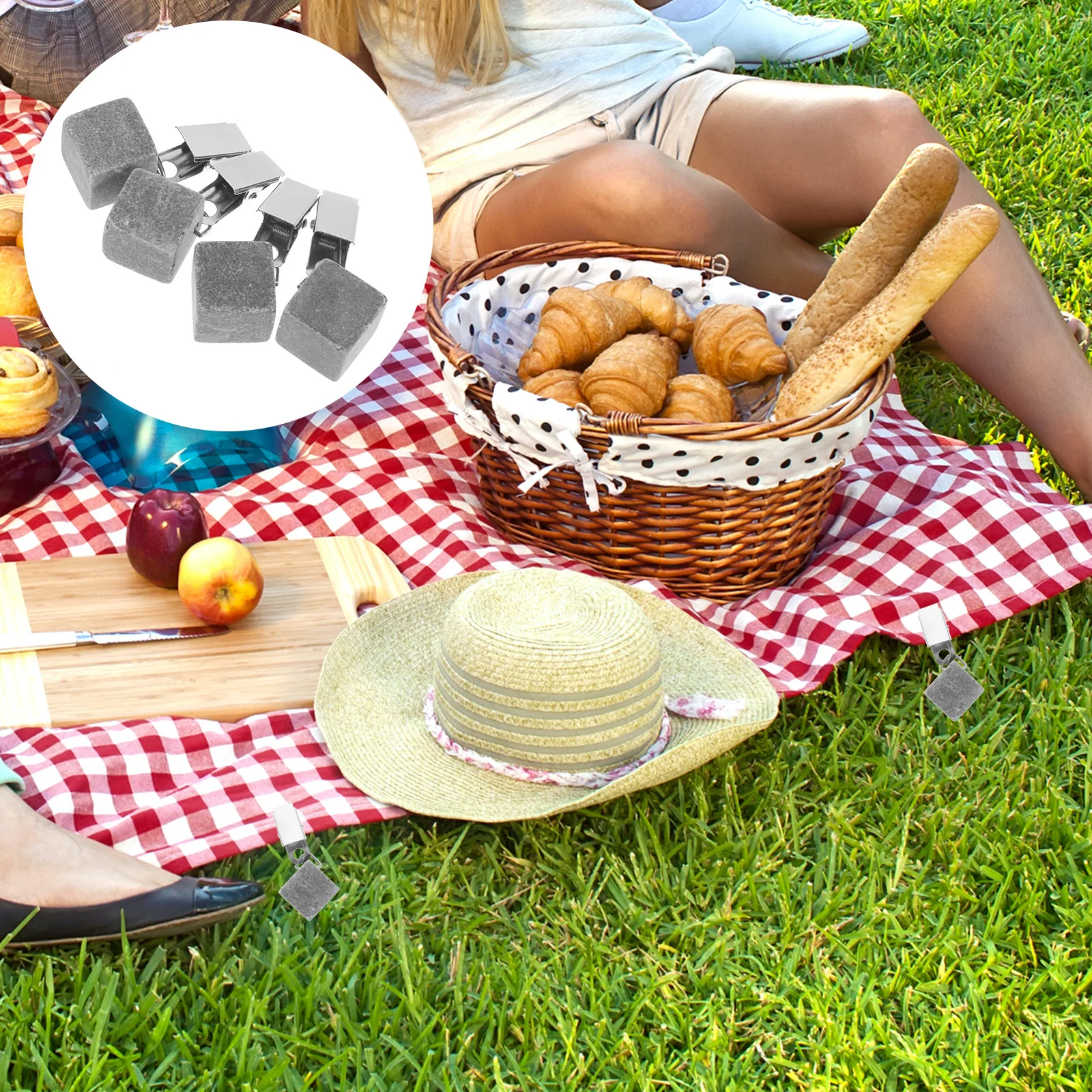 

4pcs Tablecloth Weights Stones Decorative Outdoor Table Cover Clips Windproof For Patio Garden Picnic Camping Tablecloth Weights