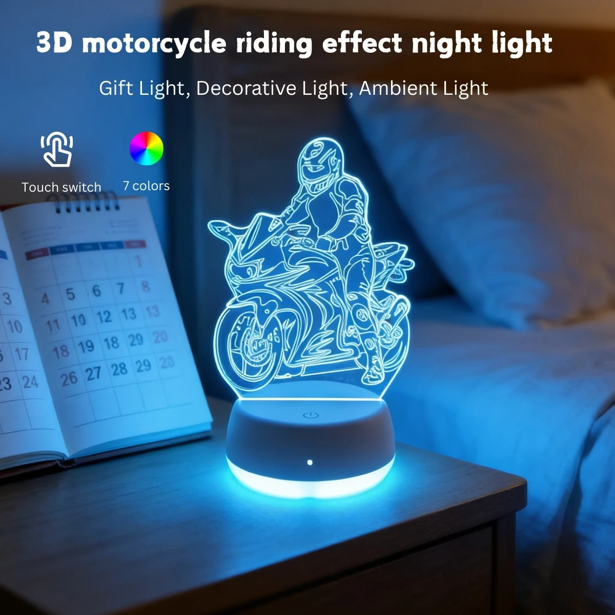 

3D светодиодный ночник для мотоциклиста, многоцветный USB-градиент, креативная атмосфера рабочего стола и спальни, уникальный выбор подарка