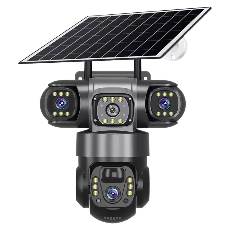 12MP PTZ Camera 4 Lens Solar Security Camera Wireless WiFi Two Way Audio Auto Tracking 4G Sim Card Cloud