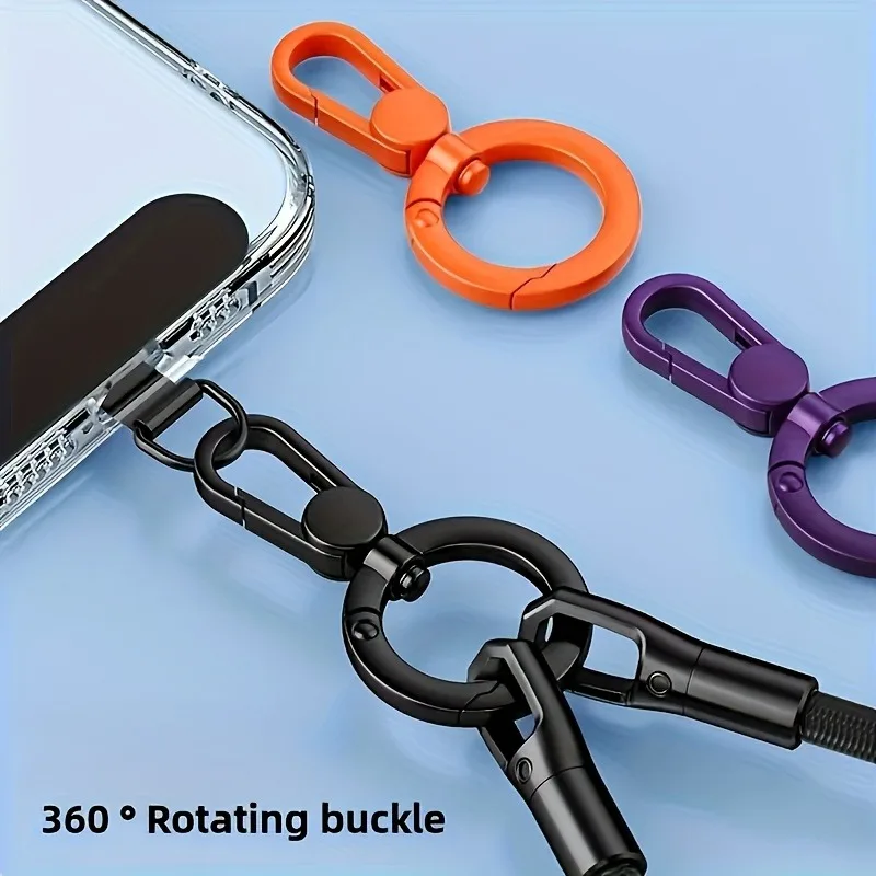 Stainless Steel Phone Lanyard Clip Patch 360° Rotatable Anti-lost Phone Case Hanging Rope Snap Detachable Ultra-thin - náhled 2