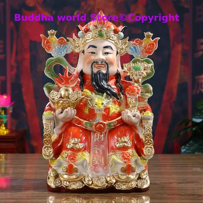 

Asia temple efficacious Talisman buddha home altar family Mascot dragon CAI SHEN YE God of wealth Porcelain Sculpture statue