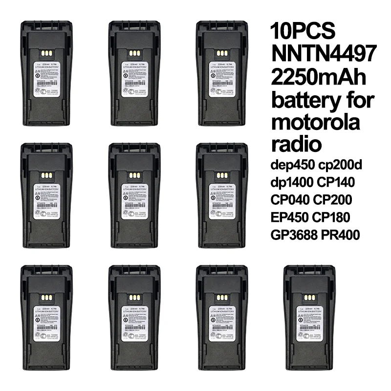 10PCS NNTN4497 motorola replacement battery 2250mAh for motorola dep450 dp1400 cp200d P3688 GP3688 EP450 cp140 cp040 cp200 cp180