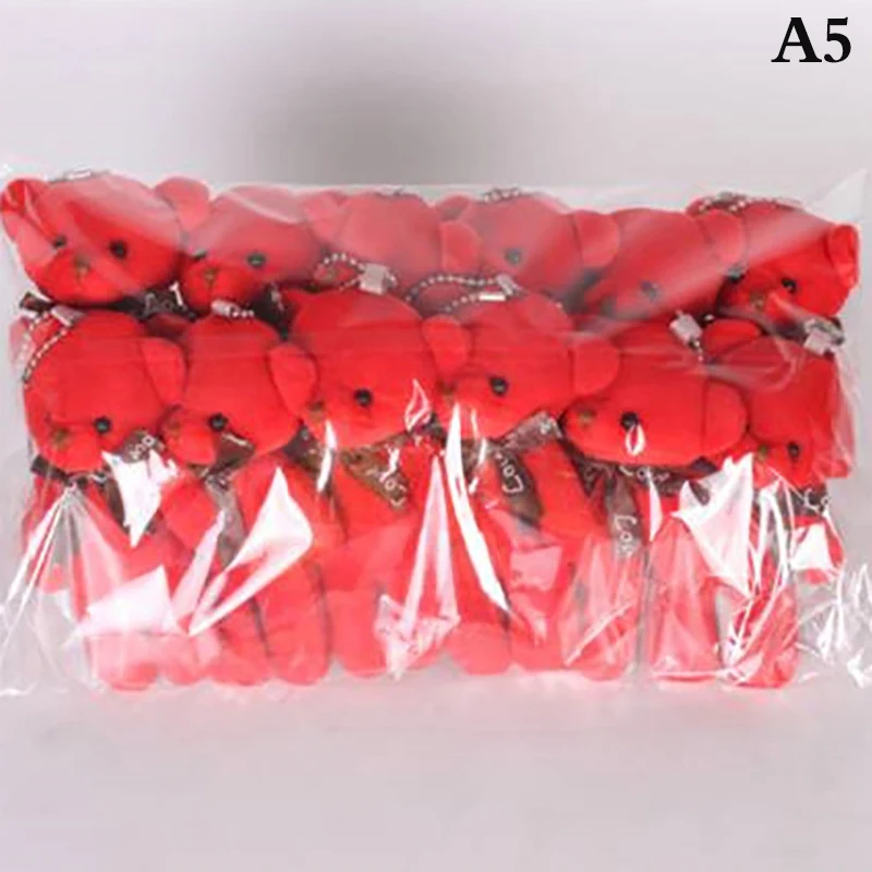 12Pcs/Lot 12CM Mini Teddy Plush Toy Cute Bow Backpack Keychain Decoration Birthday Wedding Party Children's Gifts Wedding