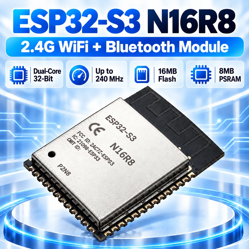 ESP32S3 N16R8 2,4G WLAN BT Modul 32-Bit Dual-Core Stromsparend 8MB PSRAM 16MB Flash ESP32-S3-1 – Detail 1