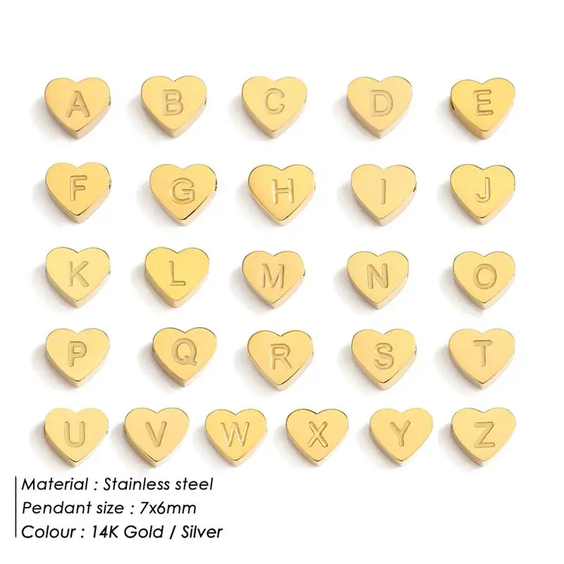 CARLIDANA Minimalist Gold Plated Stainless Steel Jewelry Initial kids Alphabet Pendant Small Mini Heart Initial Letter Necklace