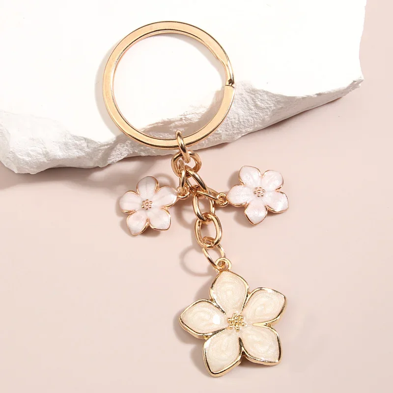 Cute Plant Keychain Sakura Flower Key Ring Enamel Key Chains For Women Girls Handbag Accessorie Car Keys DIY Sweet Jewelry Gifts image 4