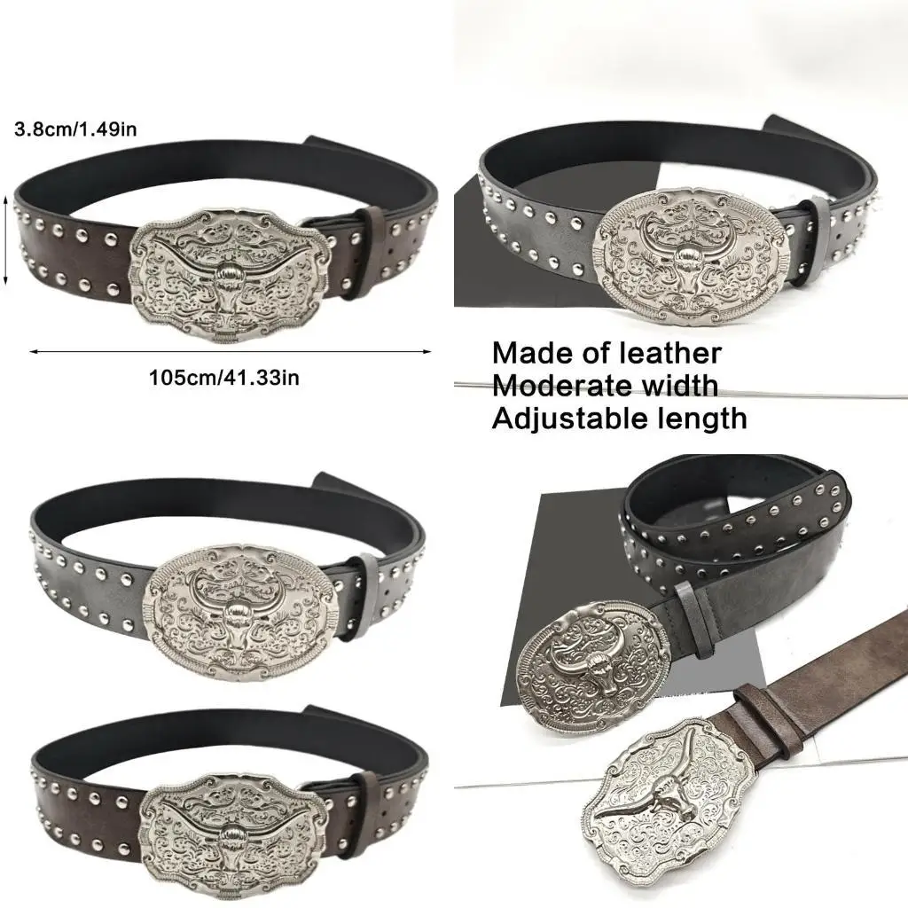 

39BB Engraved Waist Belt Chain Punk Floral for Casual Costume Belt for Jeans Dress