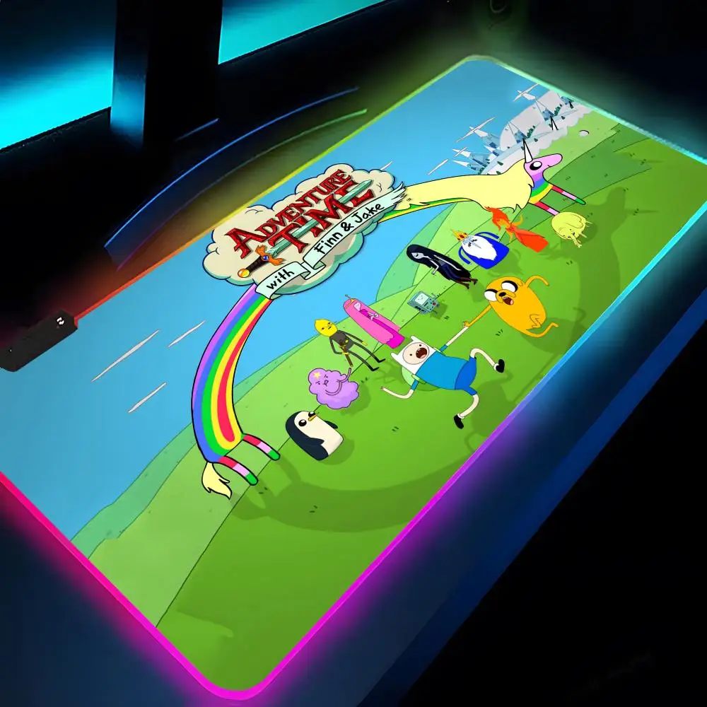 

Adventure Time Cartoon Mouse Pad Rgb Xxl Laptop Mat Gaming Mousepad Backlit Keyboard Gamer Girl Table Pads Desk