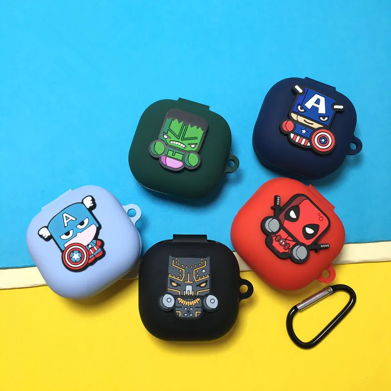 MINISO MARVEL Earphone Case For Samsung Galaxy Buds Live Bluetooth Headphone Cover With Hook For Samsung Galaxy Buds Live Pro