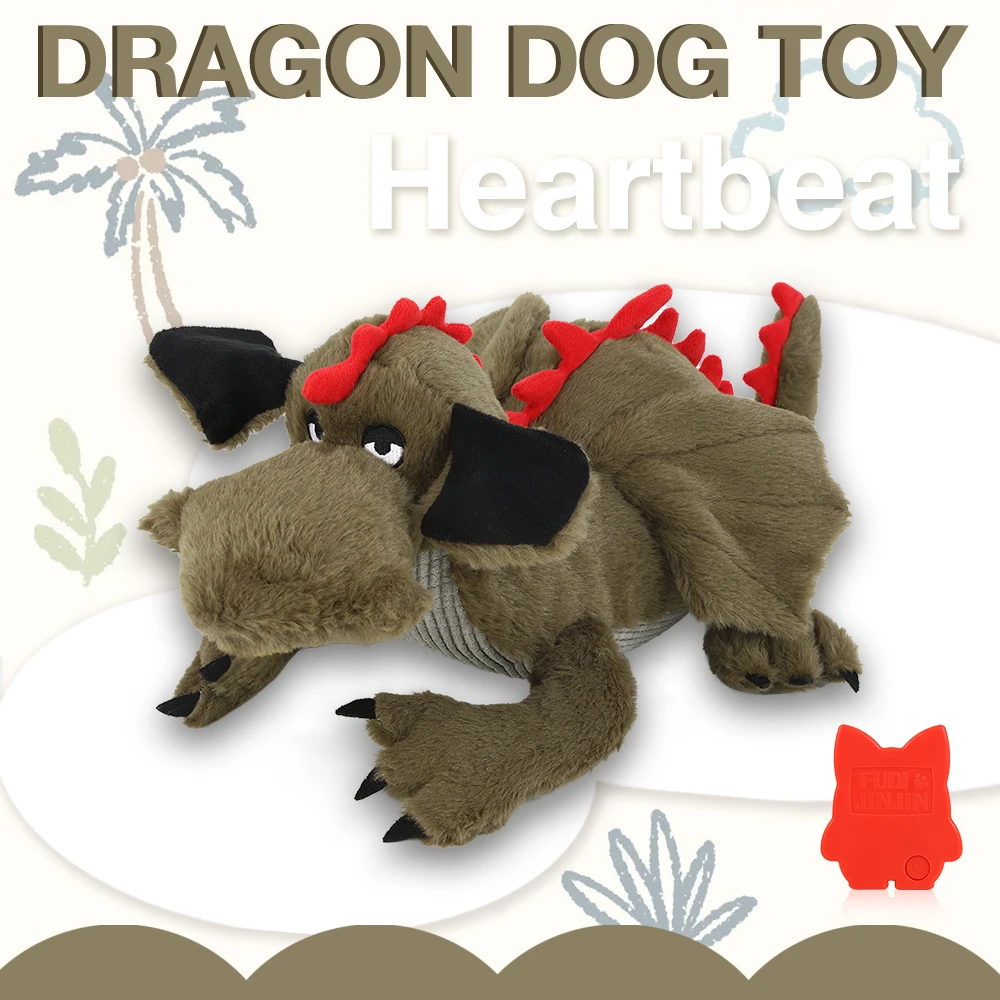 Fire dragon Dog Heartbeat Toy, Puppy Behavioral Training Aid for Dog Sleep Aid Plush, Pet Companion Smart Dog Toys