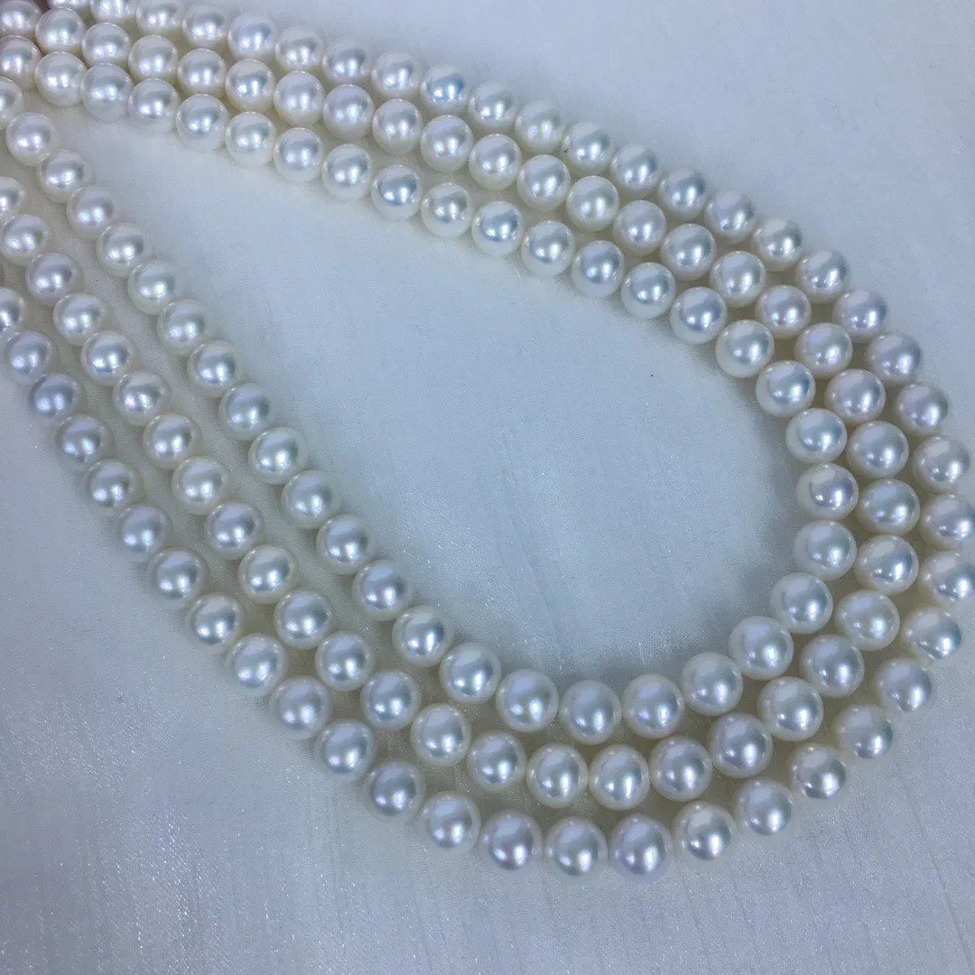 DSHIJOJ 8-9mm Perfectly Round Freshwater Pearl Strand Women Necklace Natural White Color