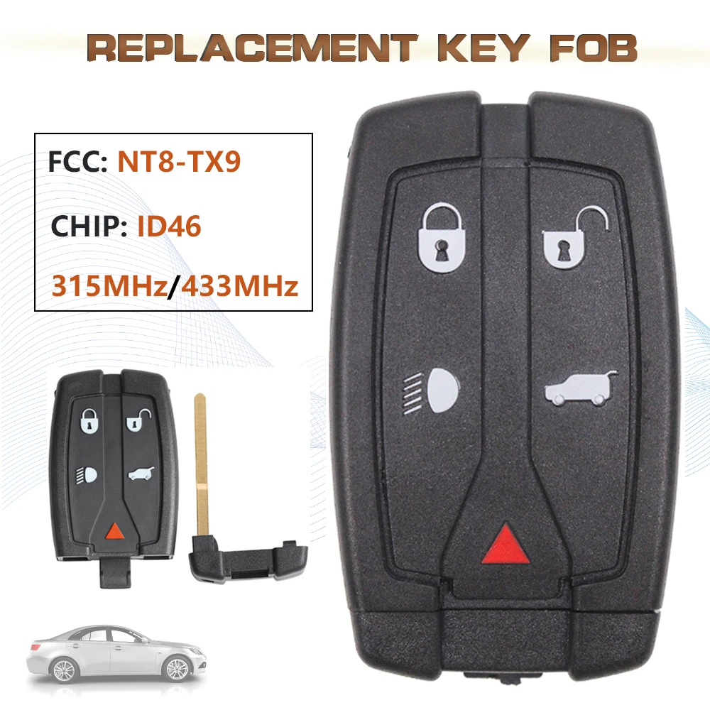 

KEYECU 315/433MHz FCC:NT8-TX9 5B Smart Remote Key Fob PCF7945A Chip for 2008 2009 2010 2011 2012 Range Rover Freelander 2 LR2